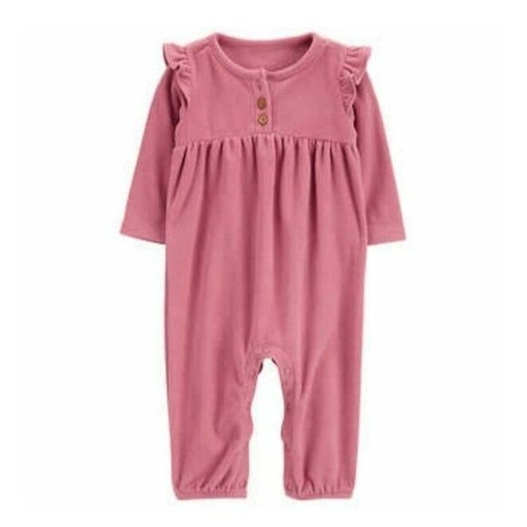 NEW Infant Sz 6M Carter's Baby Girls 2-Pack Pink Jumpsuits Plaid Heart Ruffles - Picture 3 of 8